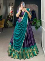 Poly Cotton Navy Blue Traditional Wear Zari Work Lehenga Choli